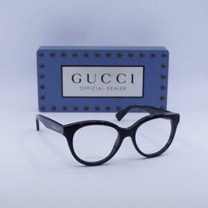 Gucci GG1590O 004 Cat Eye Eyeglasses 52mm - Grey Crystal on Black